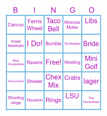 Kelsey's Bridal Shower Bingo! Bingo Card