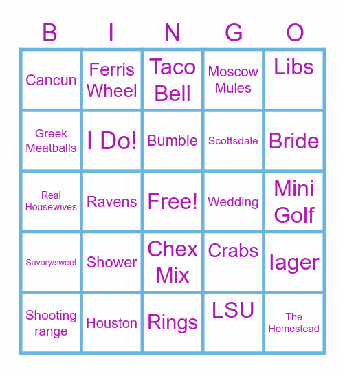 Kelsey's Bridal Shower Bingo! Bingo Card