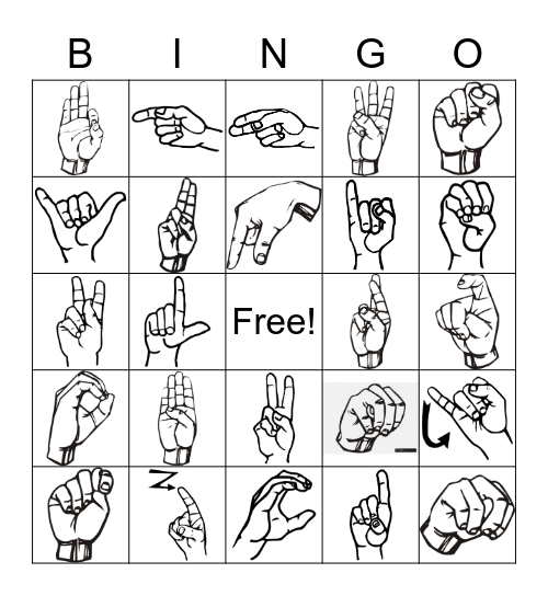 ASL Alphabet Bingo Card