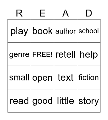 Reading for a BOOK Bingo Card