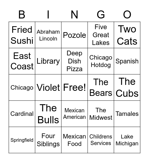 About Me Bingo Card