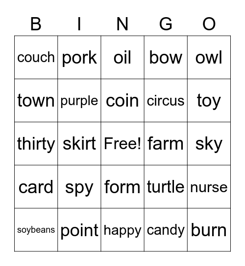 Review eStar 7 phonics Bingo Card