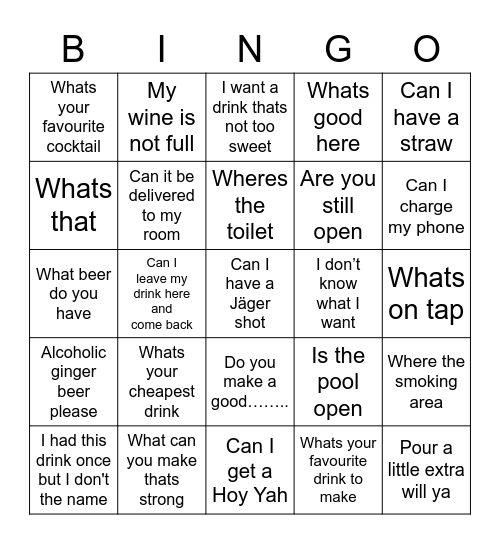 Frequently Asked Question Bingo Card