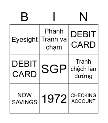 BANKER Bingo Card