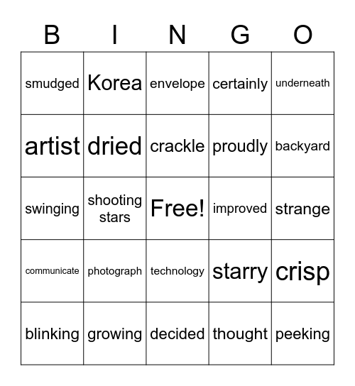 THINKO: NT 3.2 Weeks 1-4 Bingo Card