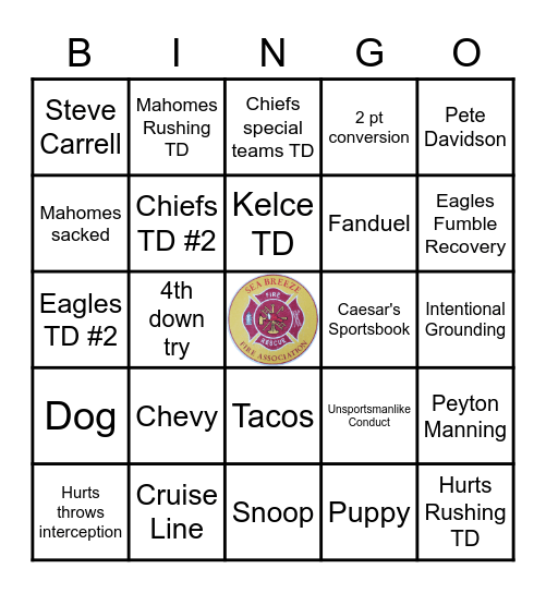 Chiefs - Eagles Super Bowl Bingo! Bingo Card