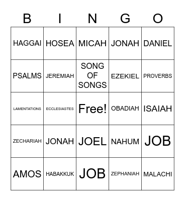 POETRY/ PROPHETS Bingo Card