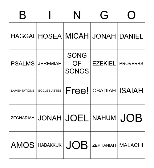 POETRY/ PROPHETS Bingo Card