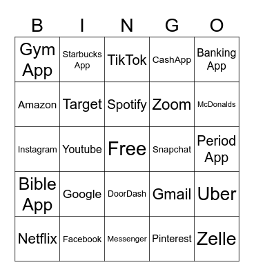 WHATS ON YOUR PHONE? Bingo Card