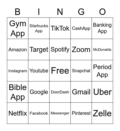 WHATS ON YOUR PHONE? Bingo Card