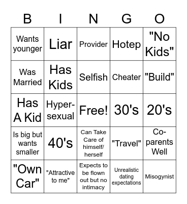 Kendra Cousin Bingo Card