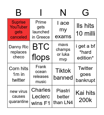 Bingo 2023 Bingo Card
