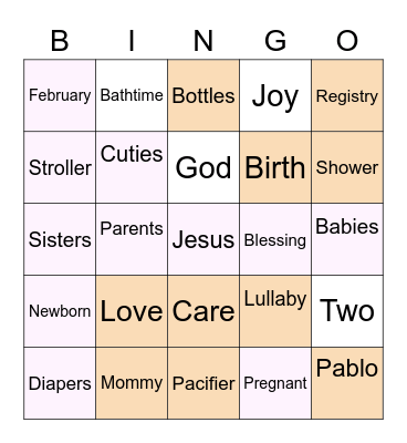 Maggie's Baby Shower Bingo Card