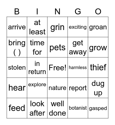 ORT Stage 5 Bingo Card