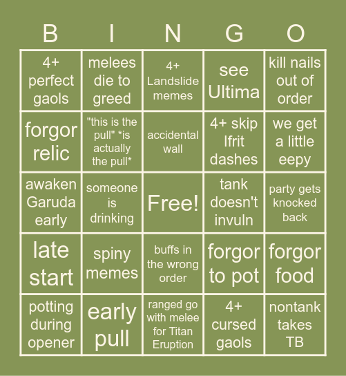 UWU Prog Bingo Card