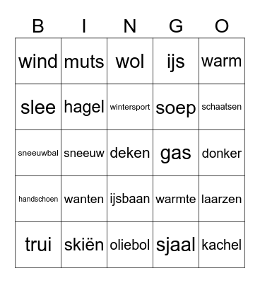 Winter Bingo Card