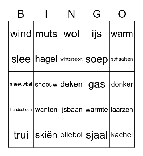 Winter Bingo Card