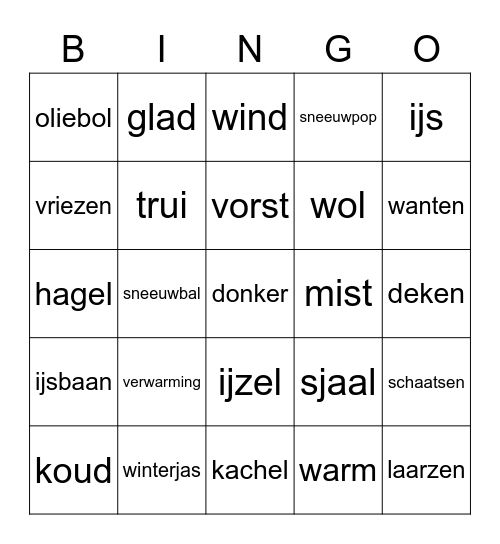 Winter Bingo Card