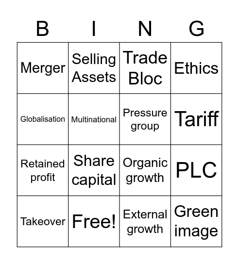 2.1 Growing the Business Bingo Card