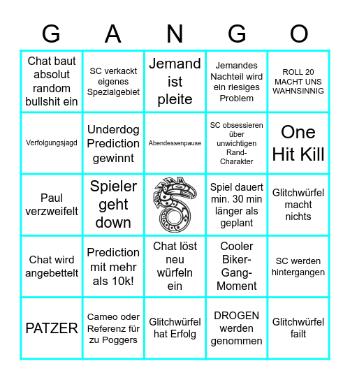 Shadowrun Gang-o Bingo Card