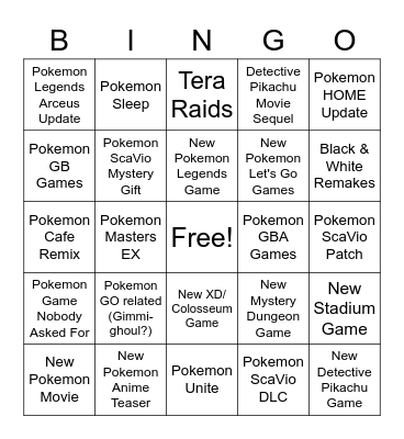 Pokemon Day Bingo Card