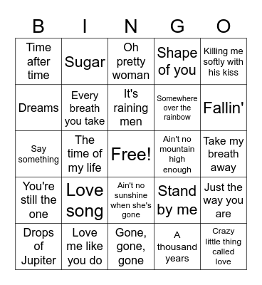 Valentines day Bingo Card