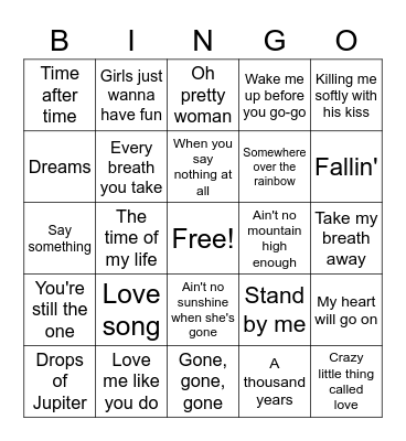 Valentines day Bingo Card