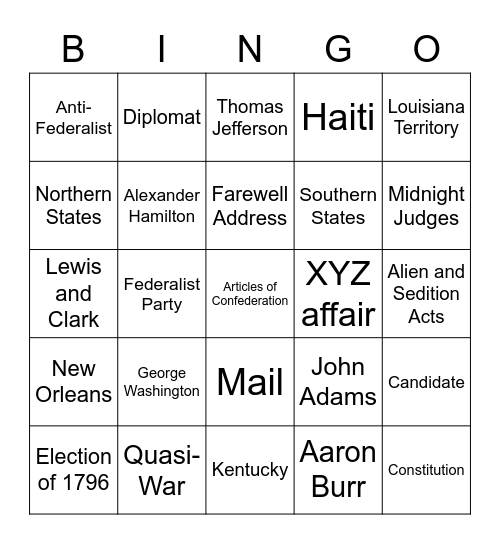 History Class > Everything Bingo Card