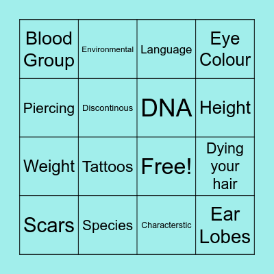 Variation Bingo Card