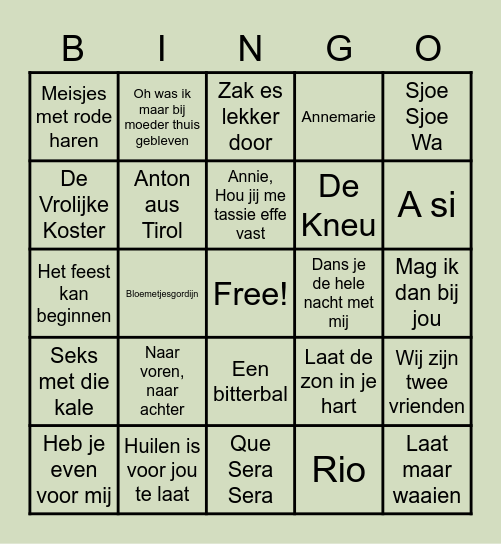 CARNAVALSMUZIEK BINGO Card