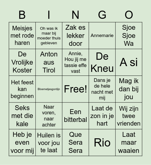 CARNAVALSMUZIEK BINGO 2 Bingo Card