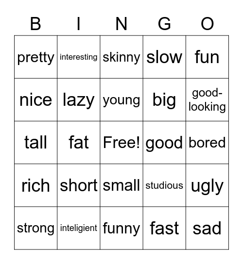 Spanish Bingo Card