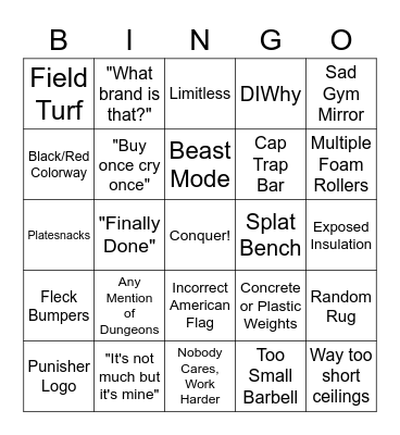 Homegym Tropes Bingo Card