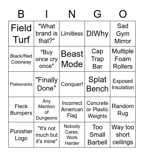Homegym Tropes Bingo Card
