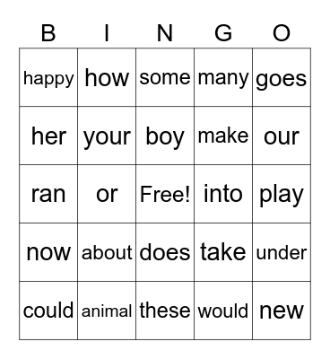 2 Green Bingo Card