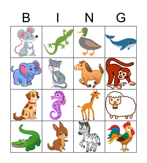 Animals Bingo Card