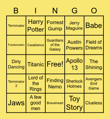 FAMOUS MOVIE QUOTES Bingo Card