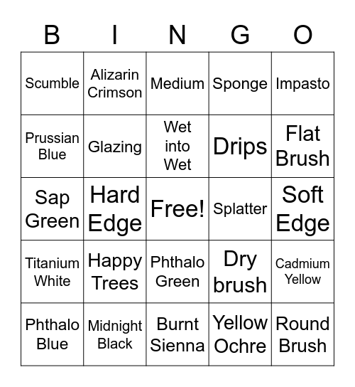 Bob Ross Bingo Card