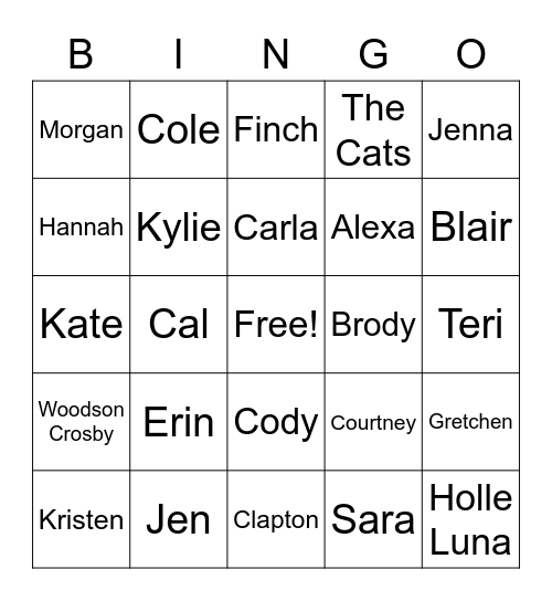 Superlative Bingo Card