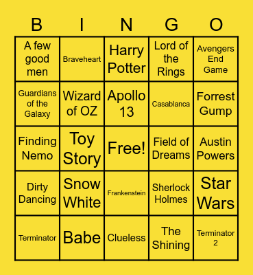 FAMOUS MOVIE QUOTES Bingo Card