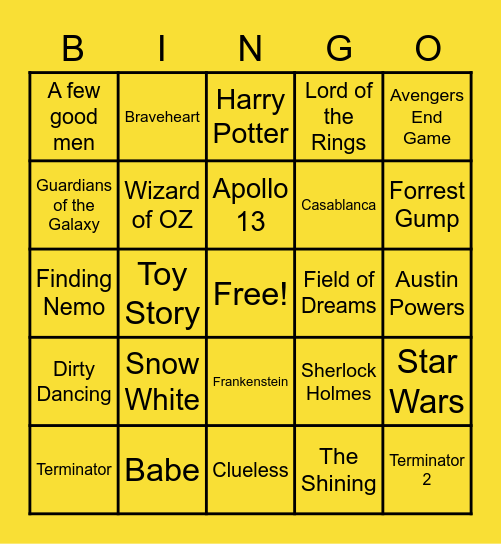 FAMOUS MOVIE QUOTES Bingo Card