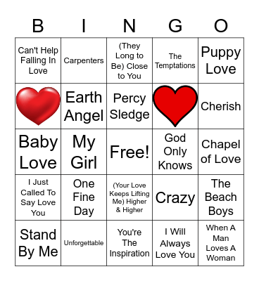 LOVE SONGS Bingo Card