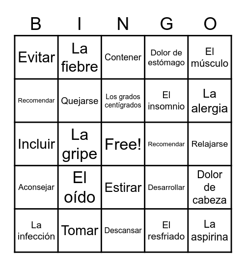 Salud y Medicina Bingo Card