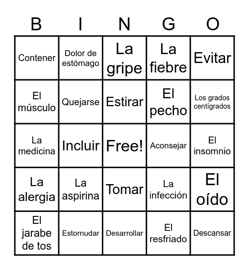 Salud y Medicina Bingo Card