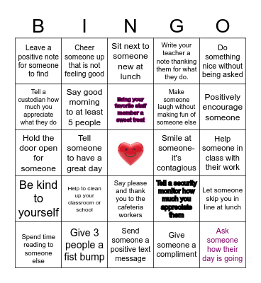 LOVE AND KINDNESS Bingo Card