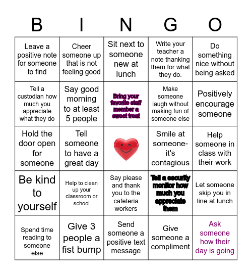 LOVE AND KINDNESS Bingo Card