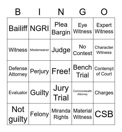 Restoration Bingo Card