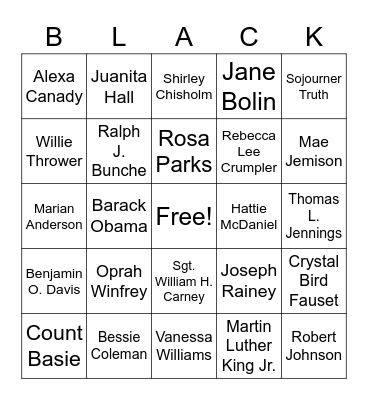 Black History Month Bingo! Bingo Card