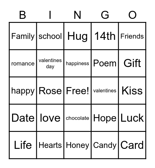 VALENTINE'S DAY Bingo Card