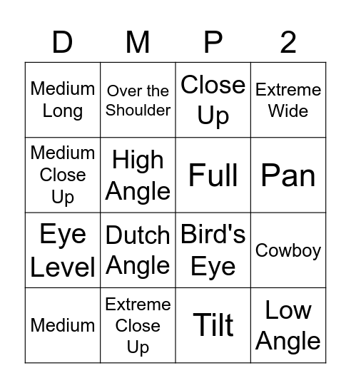Camera Composition Bingo Card